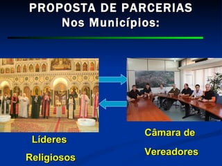 PROPOSTA DE PARCERIAS Nos Municípios: Líderes  Religiosos Câmara de Vereadores 