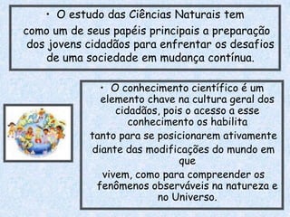 PROPOSTA CURRICULAR PARA O ENSINO DE CIÊNCIAS.ppt