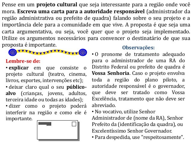 Proposta de redação carta argumentativa