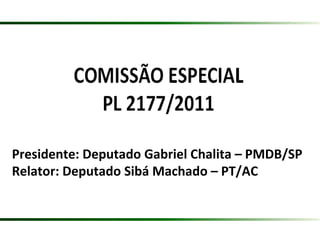 Presidente: Deputado Gabriel Chalita – PMDB/SP
Relator: Deputado Sibá Machado – PT/AC
 
