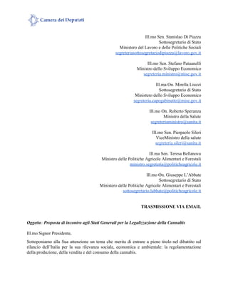 Ill.mo Sen. Stanislao Di Piazza
Sottosegretario di Stato
Ministero del Lavoro e delle Politiche Sociali
segreteriasottoseg...
