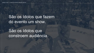 São os ídolos que fazem
do evento um show.
JUNGLE FIGHT | PLANO DE ESTRUTURAÇÃO DIGITAL
São os ídolos que
constroem audiência.
 