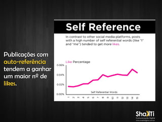 Publicações com
auto-referência
tendem a ganhar
um maior nº de
likes.

 