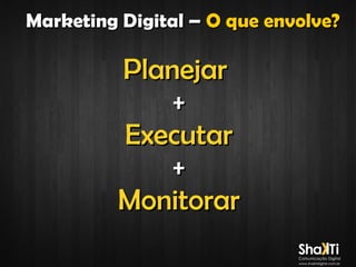 Marketing Digital – O que envolve?

Planejar
+
Executar
+
Monitorar

 