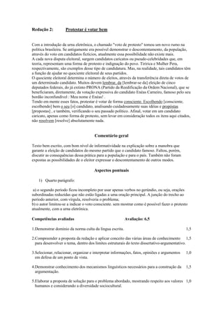 Propostas avaliadas 1º e 2º tiririca