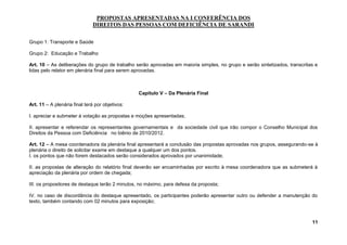 Propostas da conferencia dos deficientes 2010