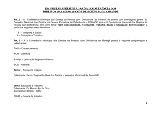 Propostas da conferencia dos deficientes 2010