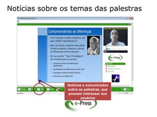 Notícias sobre os temas das palestras




                Notícias e comunicados
                sobre as palestras, que
                possam interessar aos
                        usuários
 