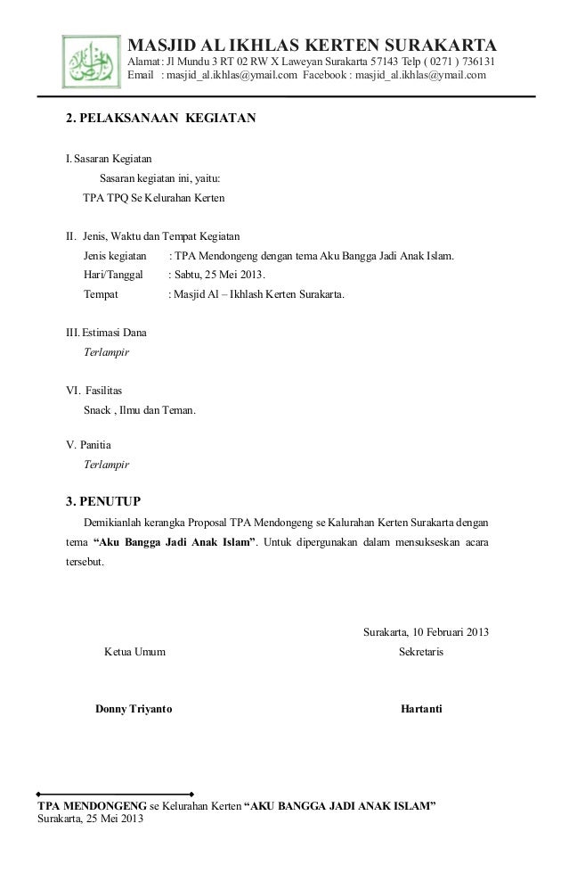 Contoh Proposal tpa mendongeng
