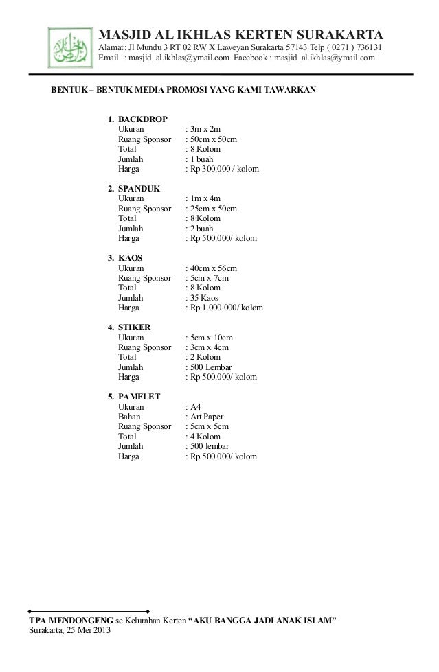 Contoh Proposal tpa mendongeng