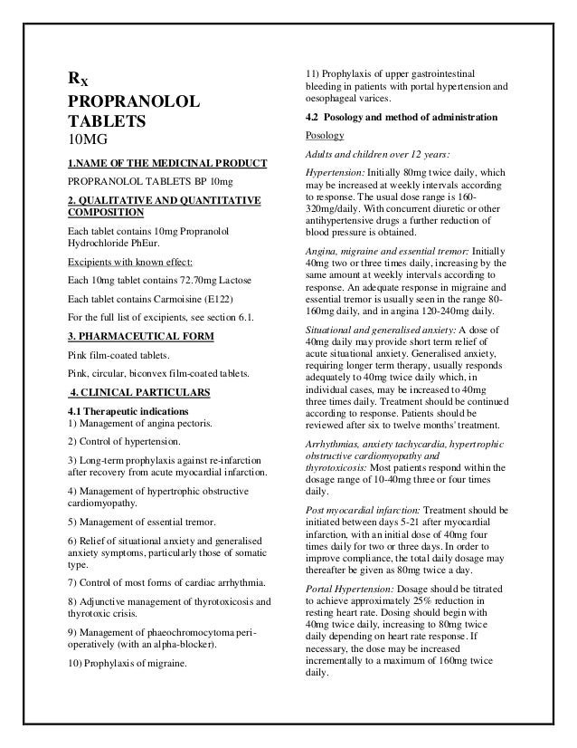 Propranolol 80mg Spc