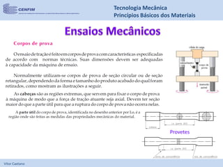 Vítor Caetano
Tecnologia Mecânica
Princípios Básicos dos Materiais
Provetes
 