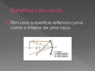  Têm uma surperficie refletora curva
como o interior de uma taça.
 