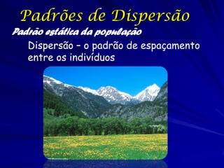 Padrão estática da população
Amplitude geográfica – a distribuição
global de uma população

 