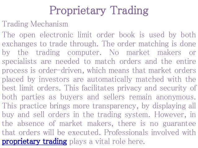 Systematic proprietary trading