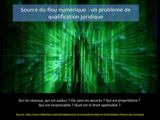 Source: http://www.slideshare.net/calimaq/tension-et-innovations-dans-le-droit-dauteur-lheure-du-numrique 