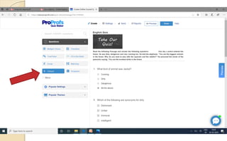 Online assessment with Proprofs pdf