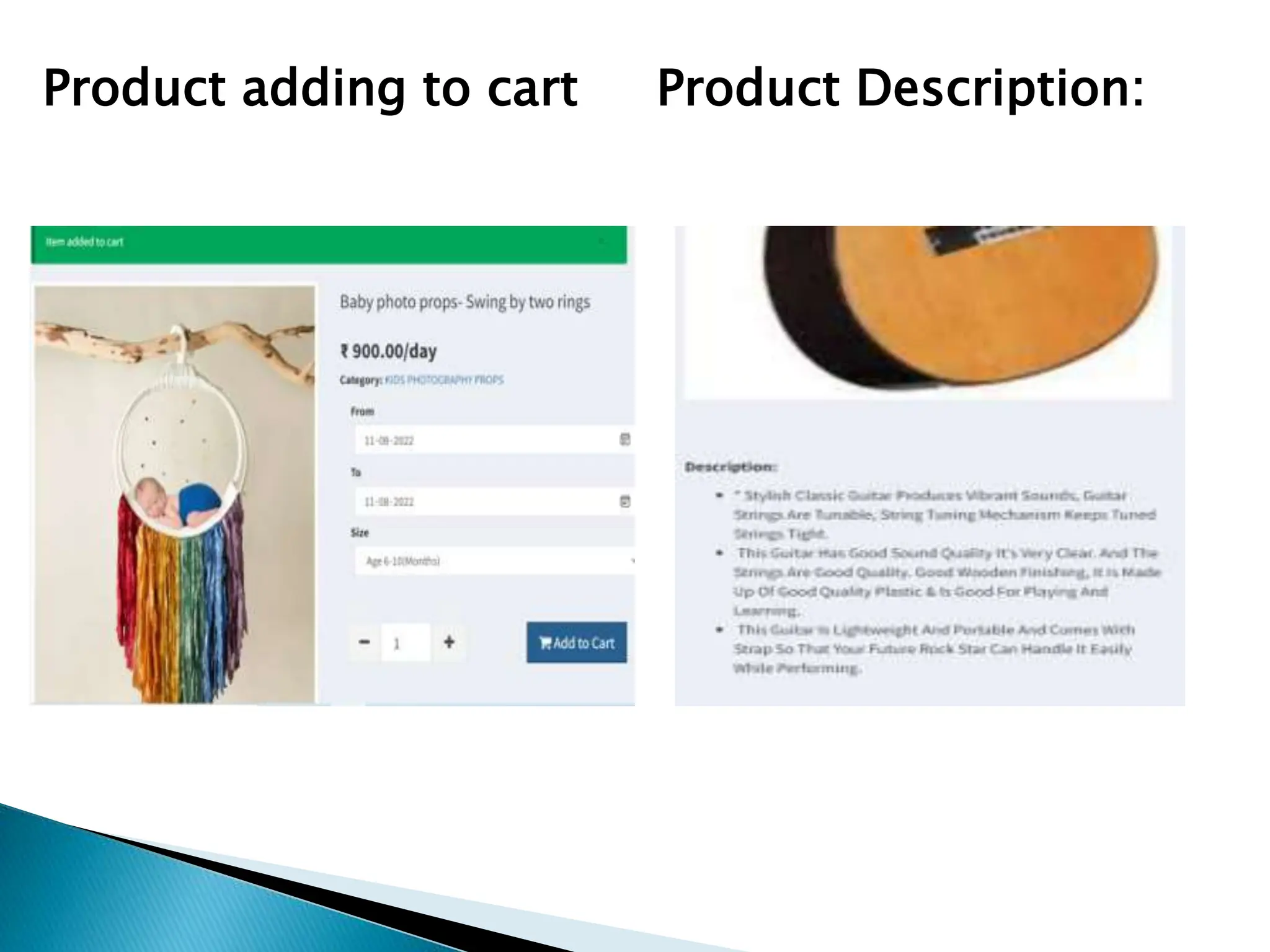 Product adding to cart Product Description:
 