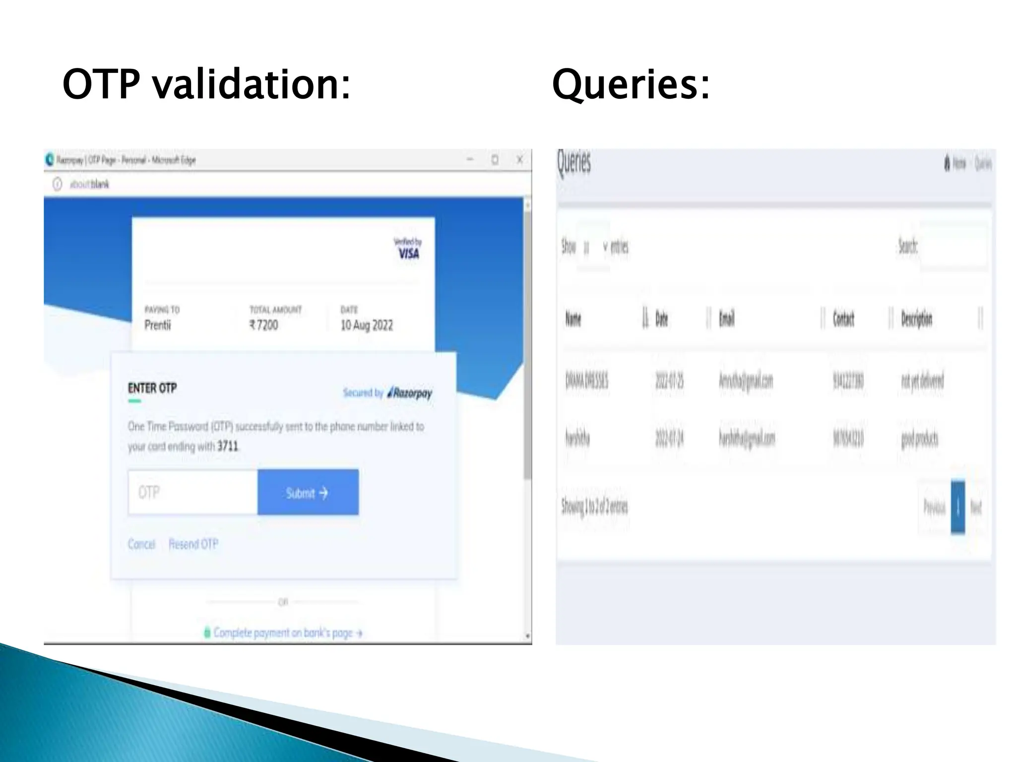 OTP validation: Queries:
 