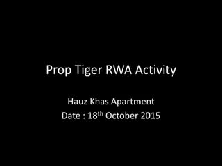 Prop Tiger RWA Activity
Hauz Khas Apartment
Date : 18th October 2015
 