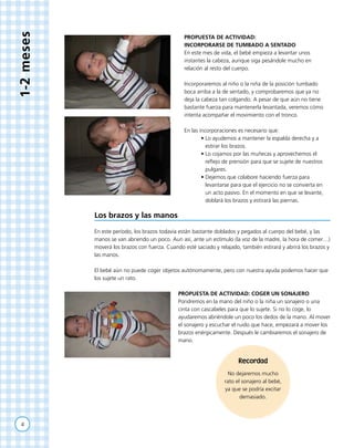1-2meses
PROPUESTA DE ACTIVIDAD:
INCORPORARSE DE tumbado A SENTADO
En este mes de vida, el bebé empieza a levantar unos
in...