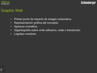 Graphic Wall Primer punto de impacto de imagen corporativa. Representación gráfica del concepto. Apertura cromática. Gigantografía sobre vinilo adhesivo, mate o translúcido. Logotipo corpóreo. 