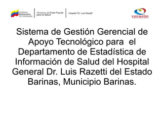 Sistema de Gestión Gerencial de
    Apoyo Tecnológico para el
 Departamento de Estadística de
Información de Salud del Hospital
General Dr. Luis Razetti del Estado
    Barinas, Municipio Barinas.
 