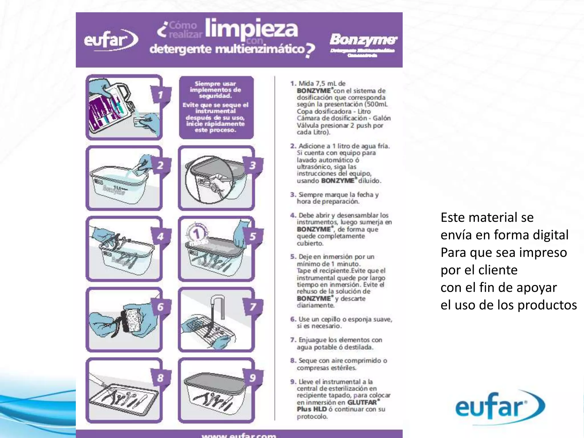 Este material se
envía en forma digital
Para que sea impreso
por el cliente
con el fin de apoyar
el uso de los productos
 