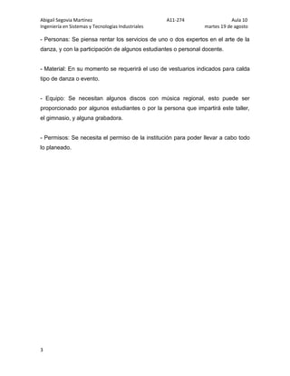 Propuesta clases de danza