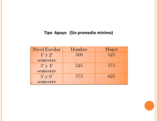 Tipo  Apoyo  (Sin promedio mínimo) 