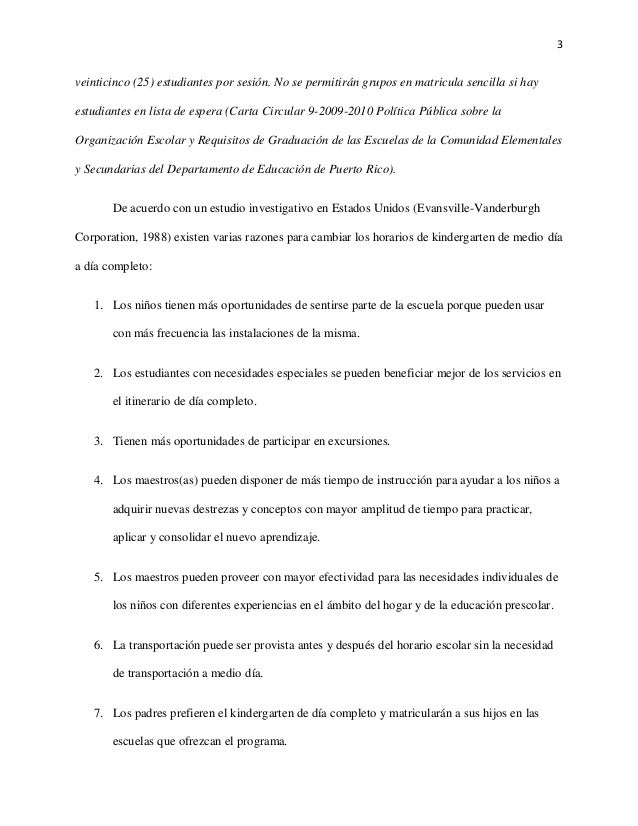 Propuesta de evaluación de programa de kindergarten