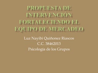 Luz Nayibi Quiñonez Riascos
C.C. 38462013
Psicología de los Grupos

 
