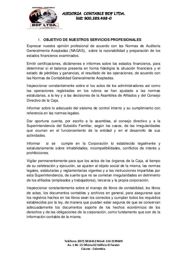 propuesta de servisios de revisoria fiscal propuesta de servicios profesionales