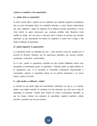Propuesta de un plan de capacitación | DOCX