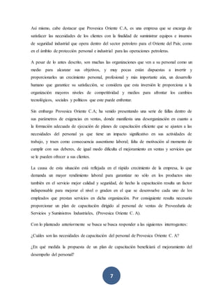 Propuesta de un plan de capacitación | DOCX