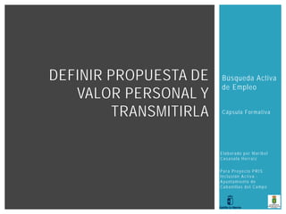 Propuesta de valor personal transmitirla | PDF