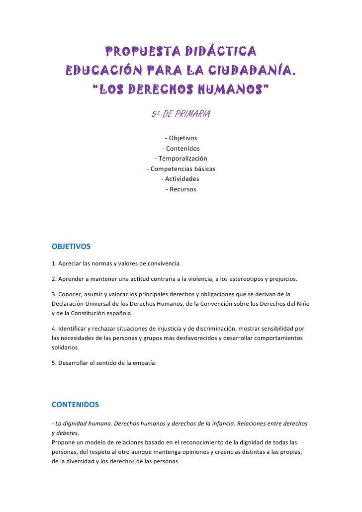 Actividades Para Trabajar Los Derechos Humanos Con Ninos De Primaria
