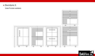 Dormitorio 3.
Vista Frontal mobiliario
 