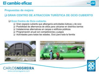 Propuestas de mejora
  GRAN CENTRO DE ATRACCIÓN TURÍSTICA DE OCIO CUBIERTO

    Gran Centro de Ocio cubierto.
        Gran...