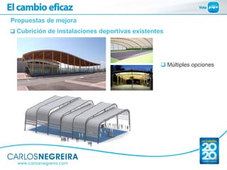 Propuestas de mejora
 Cubrición de instalaciones deportivas existentes




                                               ...
