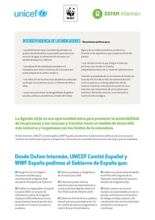 Propuesta Indicadores Para La Agenda 30 En Espana