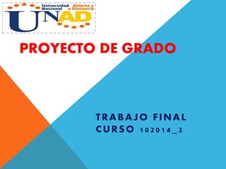 PROYECTO DE GRADO
TRABAJO FINAL
CURSO 102014_3
 