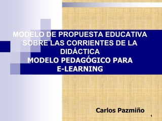 1 
MODELO DE PROPUESTA EDUCATIVA 
SOBRE LAS CORRIENTES DE LA 
DIDÁCTICA 
MODELO PEDAGÓGICO PARA 
E-LEARNING 
Carlos Pazmiño 
 