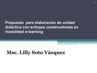 Propuesta  para elaboración de unidad didáctica con enfoque constructivista en modalidad e-learning Msc. Lilly Soto Vásquez  