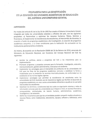 Propuesta para la constitución de la comisión de unidades académicas de educación del sistema universitario estatal