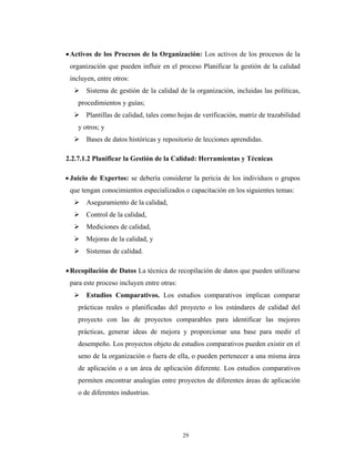 Propuesta para un Plan de Gestion de la Calidad y Gestión de los ...