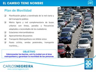 Plan de Movilidad
     Planificación global y coordinada de la red viaria y 
     del transporte público
     Metro  liger...