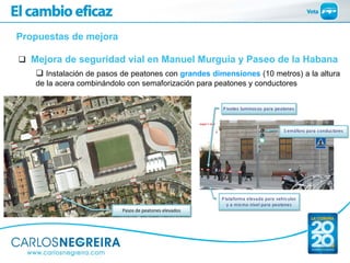 Propuestas de mejora

  Mejora de seguridad vial en Manuel Murguía y Paseo de la Habana
      Instalación de pasos de peat...