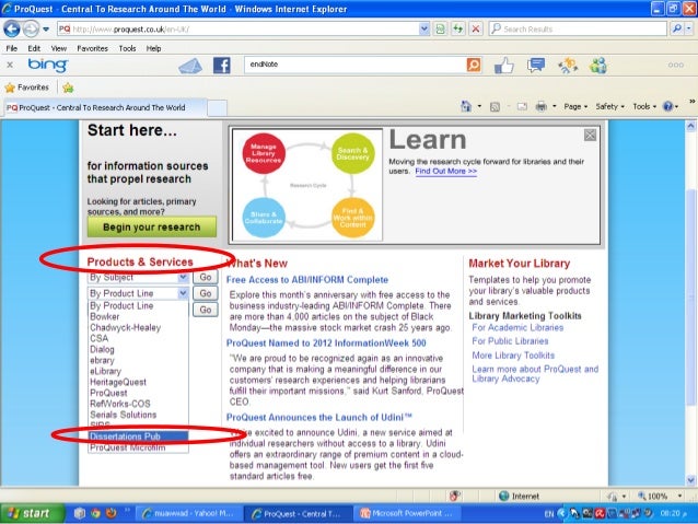Proquest dissertations and theses database