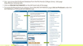 Proquest Database Library ProQuest’s database platform | PPT
